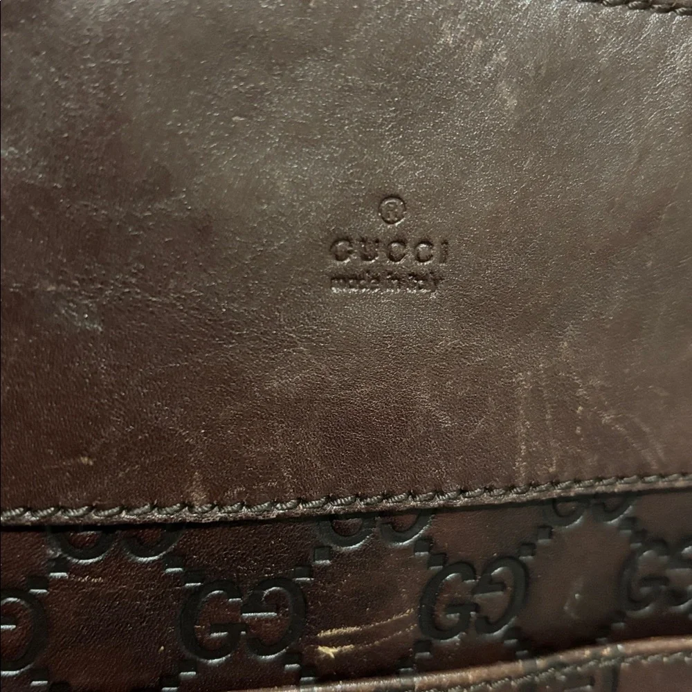 UNISEX GUCCI Guccissima Medium Flat Brown Messenger - AUTHENTICITY GUARANTEED - Picture 2 of 6